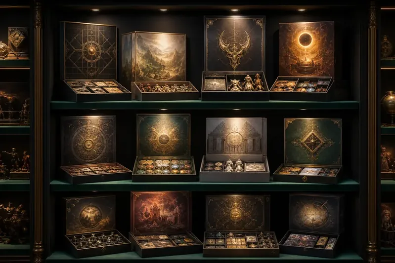 Deluxe board game collector editions on display